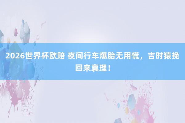 2026世界杯欧赔 夜间行车爆胎无用慌，吉时猿挽回来襄理！
