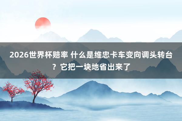 2026世界杯赔率 什么是维忠卡车变向调头转台？它把一块地省出来了