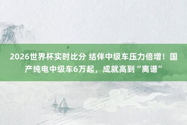 2026世界杯实时比分 结伴中级车压力倍增！国产纯电中级车6万起，成就高到“离谱”