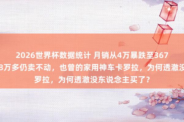 2026世界杯数据统计 月销从4万暴跌至3670台！降价跌至8万多仍卖不动，也曾的家用神车卡罗拉，为何透澈没东说念主买了？