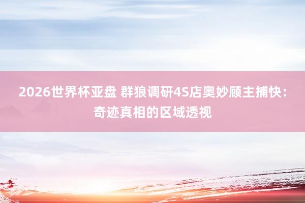2026世界杯亚盘 群狼调研4S店奥妙顾主捕快：奇迹真相的区域透视