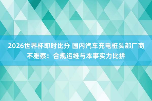 2026世界杯即时比分 国内汽车充电桩头部厂商不雅察：合规运维与本事实力比拼