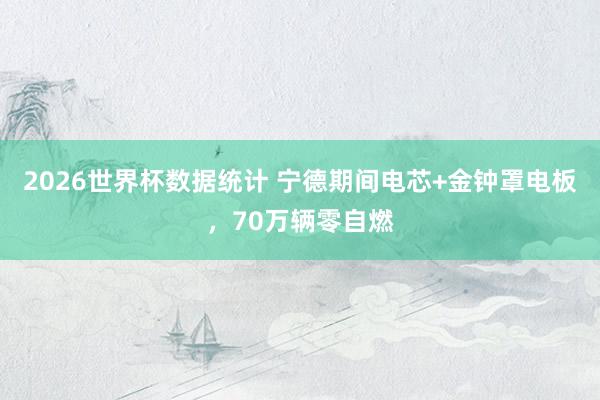 2026世界杯数据统计 宁德期间电芯+金钟罩电板，70万辆零自燃