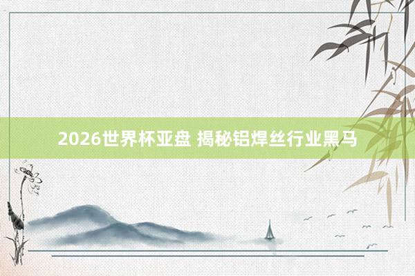 2026世界杯亚盘 揭秘铝焊丝行业黑马