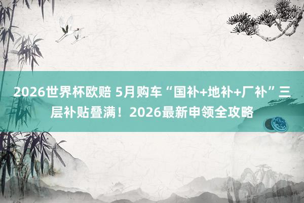 2026世界杯欧赔 5月购车“国补+地补+厂补”三层补贴叠满！2026最新申领全攻略