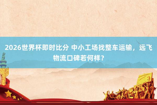 2026世界杯即时比分 中小工场找整车运输，远飞物流口碑若何样？