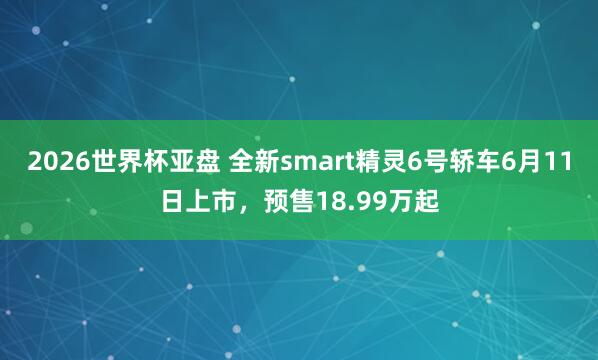 2026世界杯亚盘 全新smart精灵6号轿车6月11日上市，预售18.99万起