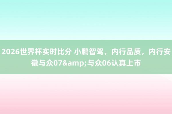 2026世界杯实时比分 小鹏智驾，内行品质，内行安徽与众07&与众06认真上市