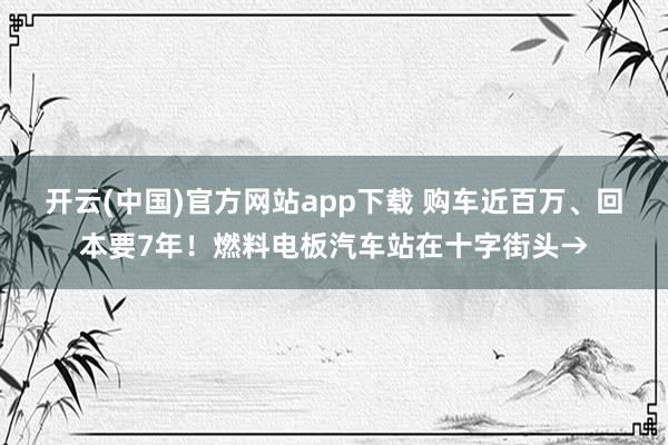 开云(中国)官方网站app下载 购车近百万、回本要7年！燃料电板汽车站在十字街头→