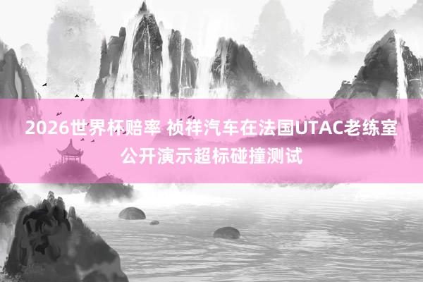 2026世界杯赔率 祯祥汽车在法国UTAC老练室公开演示超标碰撞测试