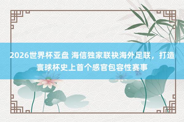 2026世界杯亚盘 海信独家联袂海外足联，打造寰球杯史上首个感官包容性赛事