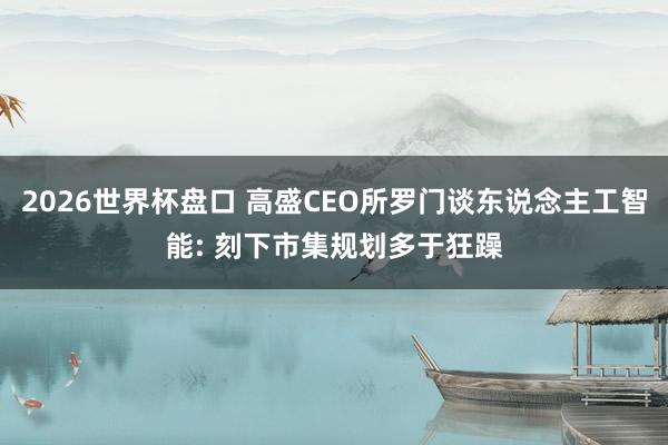 2026世界杯盘口 高盛CEO所罗门谈东说念主工智能: 刻下市集规划多于狂躁
