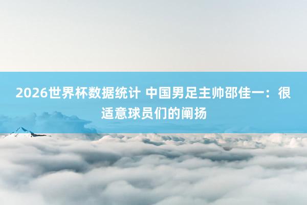 2026世界杯数据统计 中国男足主帅邵佳一：很适意球员们的阐扬
