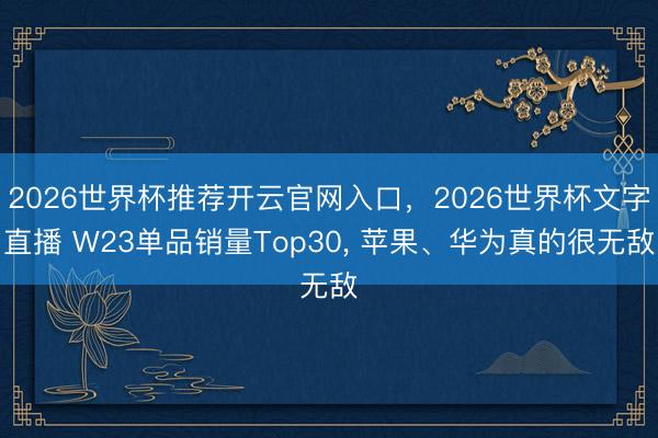 2026世界杯推荐开云官网入口，2026世界杯文字直播 W23单品销量Top30， 苹果、华为真的很无敌