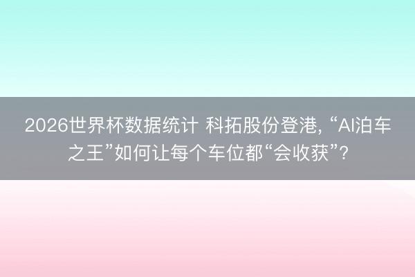 2026世界杯数据统计 科拓股份登港， “AI泊车之王”如何让每个车位都“会收获”?