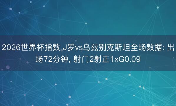 2026世界杯指数 J罗vs乌兹别克斯坦全场数据: 出场72分钟， 射门2射正1xG0.09